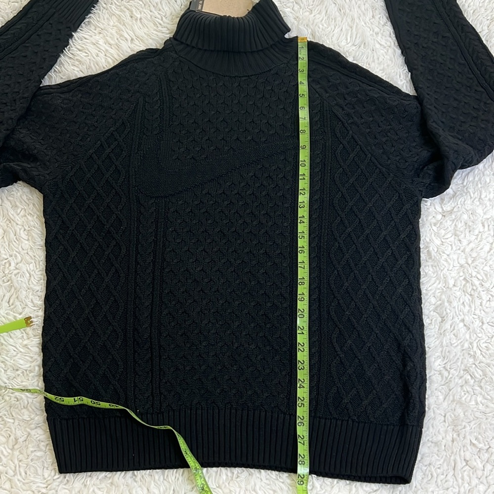 Nike Cable Knit Sweater Turtleneck Black Size Medium Mens Loose Fit - Picture 15 of 16